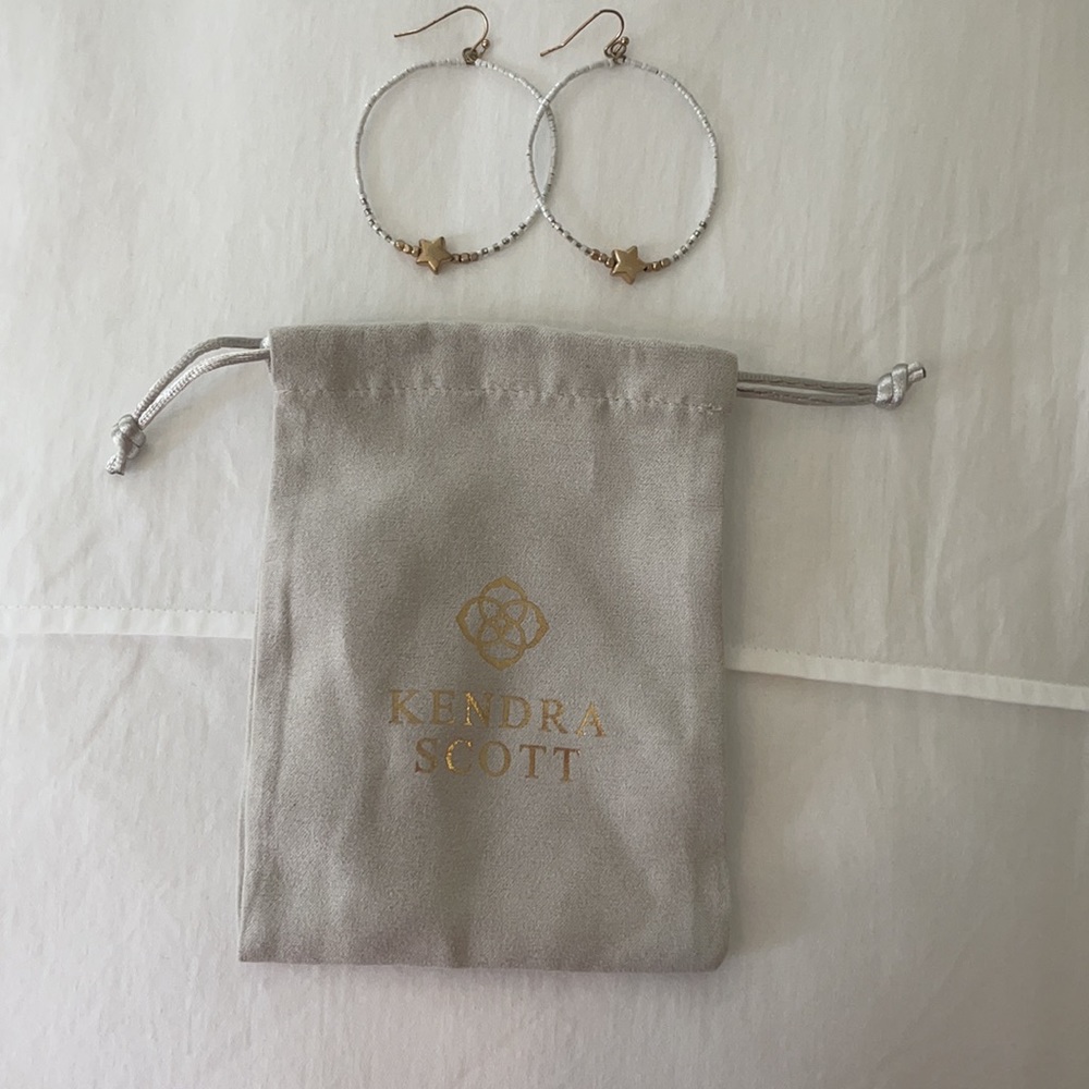 White beaded star earrings